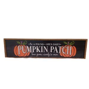 Fall‎ Pumpkin Patch Sign 24x6 Decor Autumn Home Decor Wood Sign Black Orange NWT